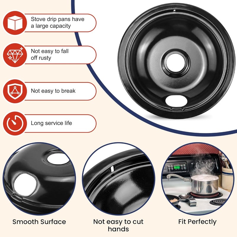 Fetechmate 5304430149 5304430150 Black Porcelain Stove Drip Pans & MP22YA Electric Stove Burner Element Compatible with Frigi-daire Ken-more Tap-pan, Stove Element Replacement 318067041 318067051 by - Image 4